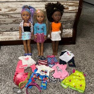 Lot of 3 Glitter Girl Dolls and Extra Clothes Everything is so as 1 lot
